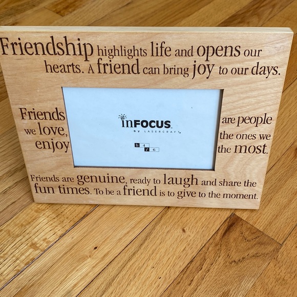 NWOT In Focus by Lasercraft 4”x6” photo frame. Frame measures 7”x9”. Wood. - Picture 1 of 6